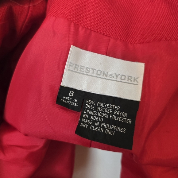 Preston & York Vintage | 8 | Vintage Red & White Long Blazer - Picture 12 of 16